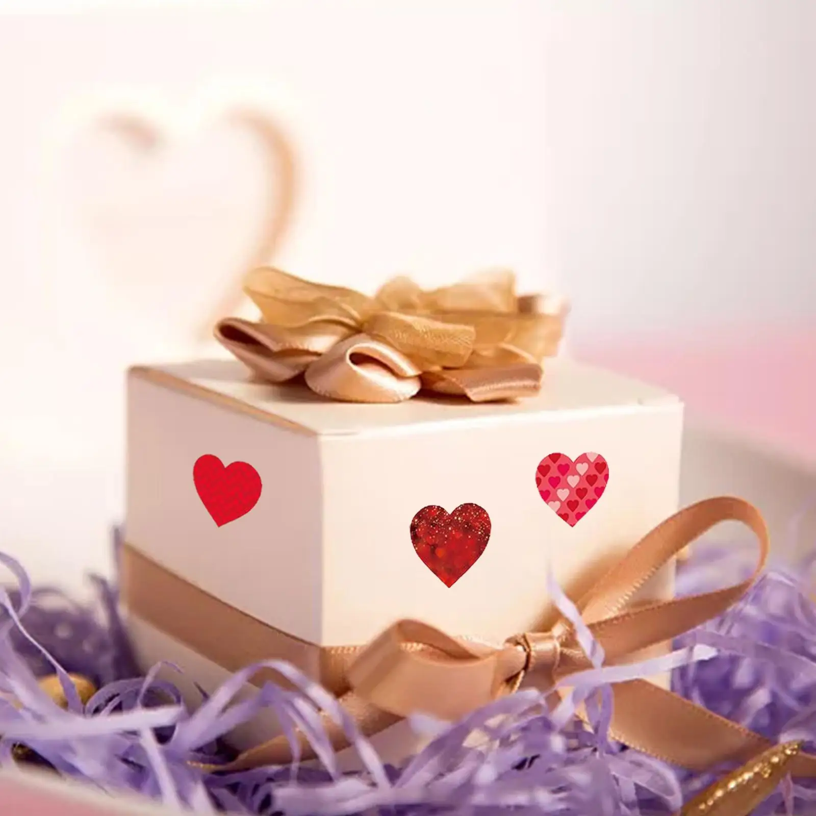 192Pcs Heart Shaped Stickers Present Packaging for New Year Bread Packages