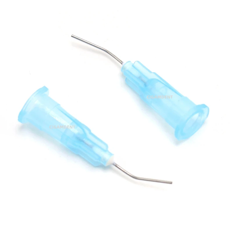 Disposable Irrigation Bent Needle Tips Dental Composite Resin  Etchant Gel Acid Reagent Delievery Syringe Tips