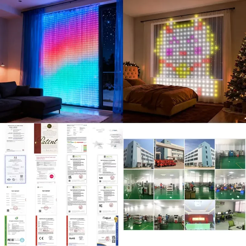 for Intelligent RGBIC Curtain Light APP Control LED Pixel Color Changing Music Sync for Christmas Parties Weddings Bedroom