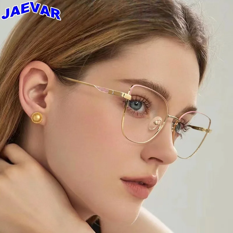 Metal Cat Eye Women's Glasses Frame Ultra Light Spring Leg Anti Blue Light Optical Prescription Gasses Frame Female wk6954