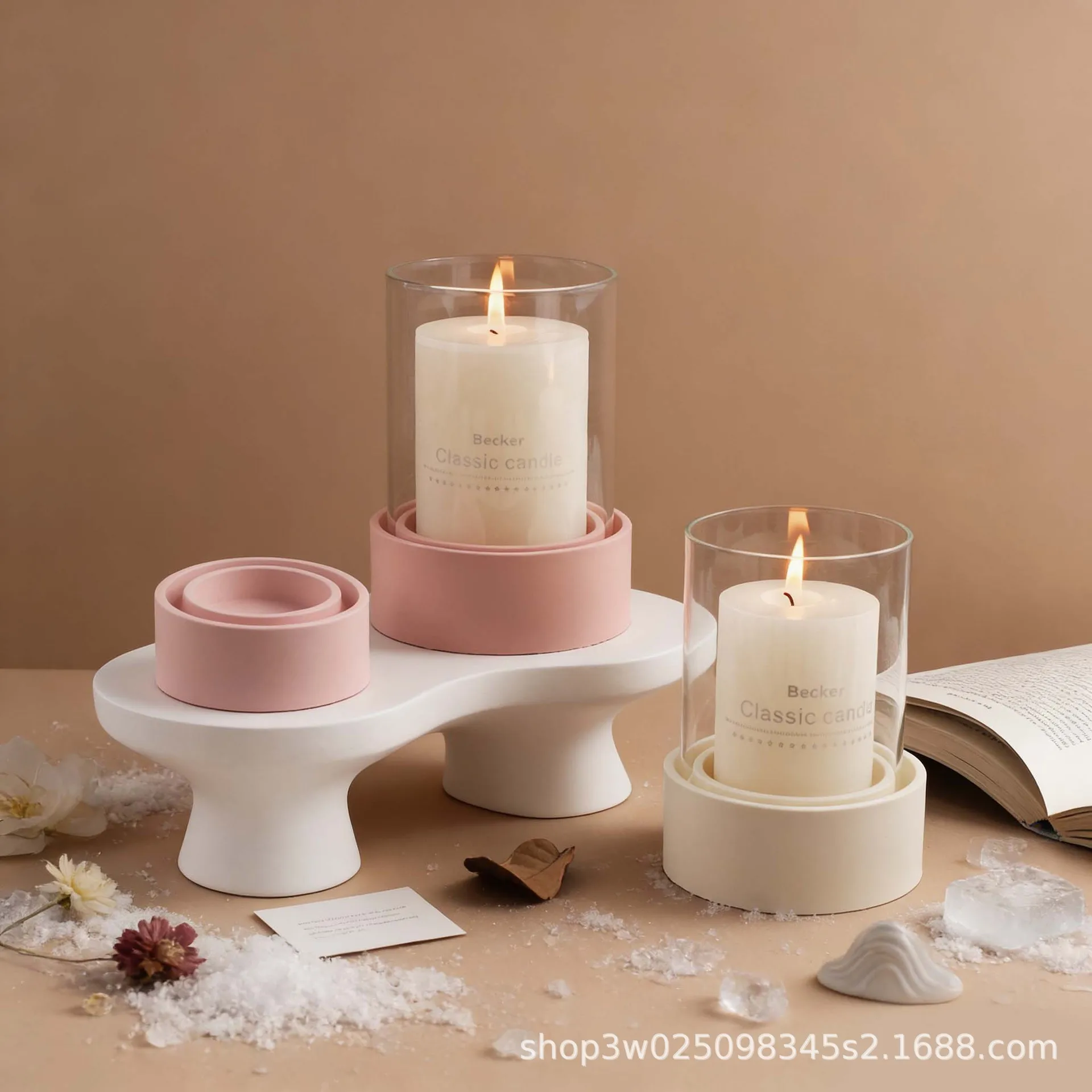 s/m/l candle holder base silicone mold mirror epoxy resin cement plaster craft casting tool for table centerpiece decorations