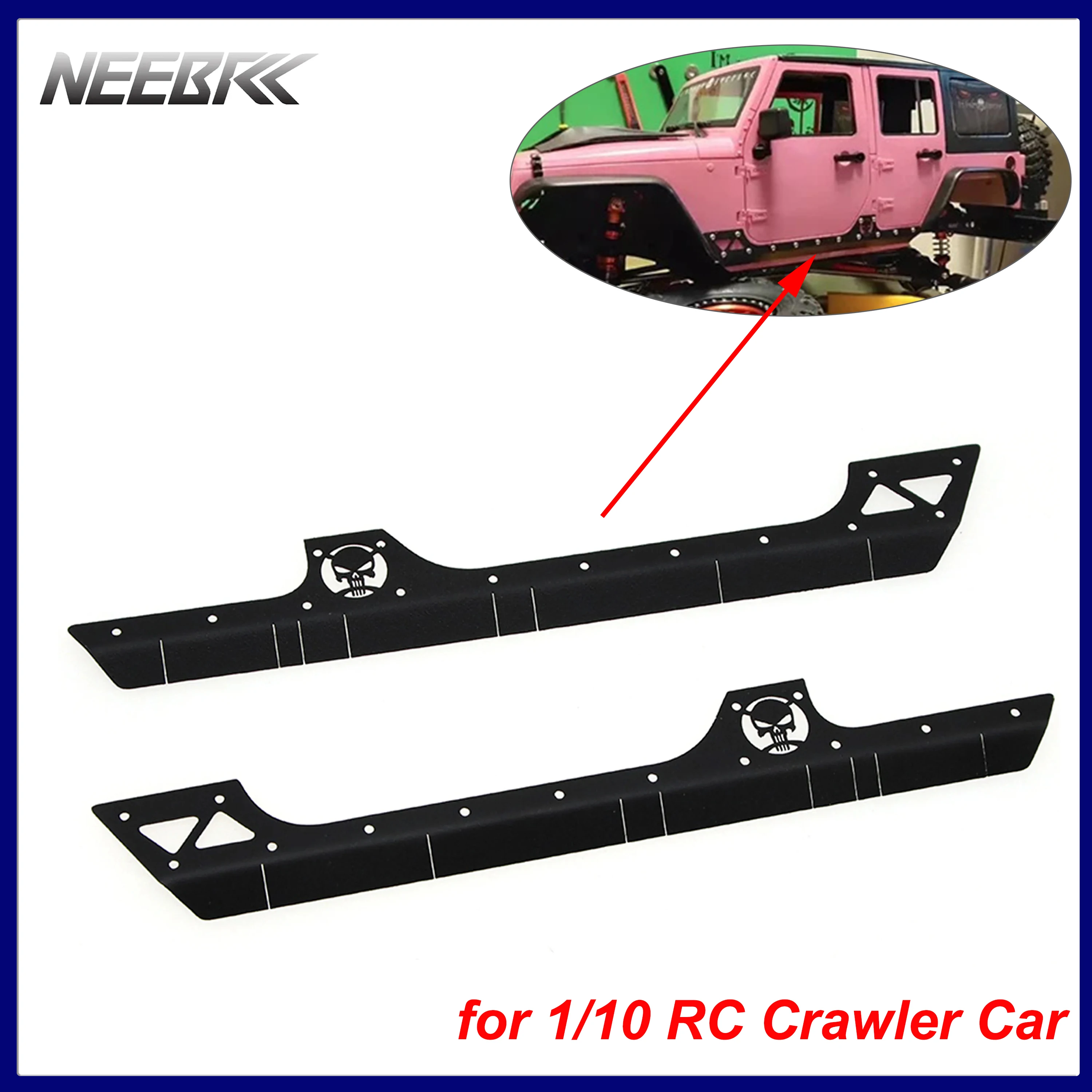 

2PCS RC Car Metal Side Skirt Surround Simulation for 1/10 Crawler Car Axial SCX10 90046 90047 WPL Wltoys Wheelbase Upgrade Parts