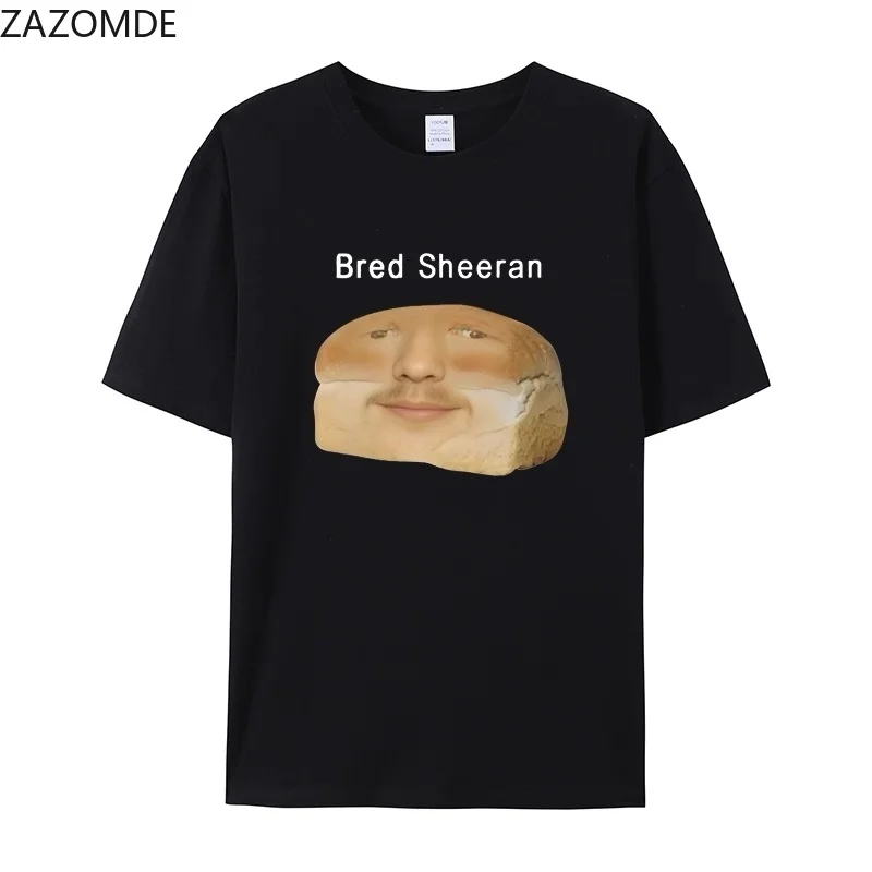 ZAZOMDE Food Lover Funny Bread Graphic Tee Men Women Casual O Neck Short Sleeve Weird Face Print Daily Streetwear Cotton T Shirt