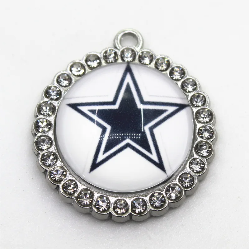 Wholesale 10pcs Crystal Round Football Sports Dangle Charms DIY Bracelet/Necklace Pendant Hanging Charm Jewelry