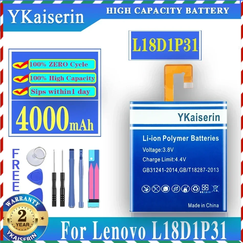 YKaiserin Battery L18D1P31 4000mAh For Lenovo Tab E7 TB-7104F Tab  Hight Capacity Rechargeable Tablet Batteries