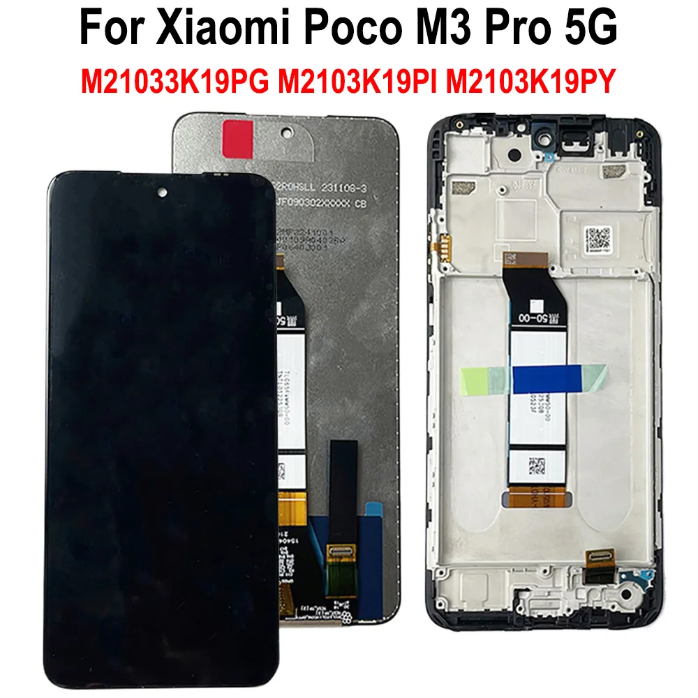 For Xiaomi Poco M3 Pro LCD Display Touch Screen Digitizer For Poco M3 Pro 5G M2103K19PG M2103K19PI Screen With Frame Replacement