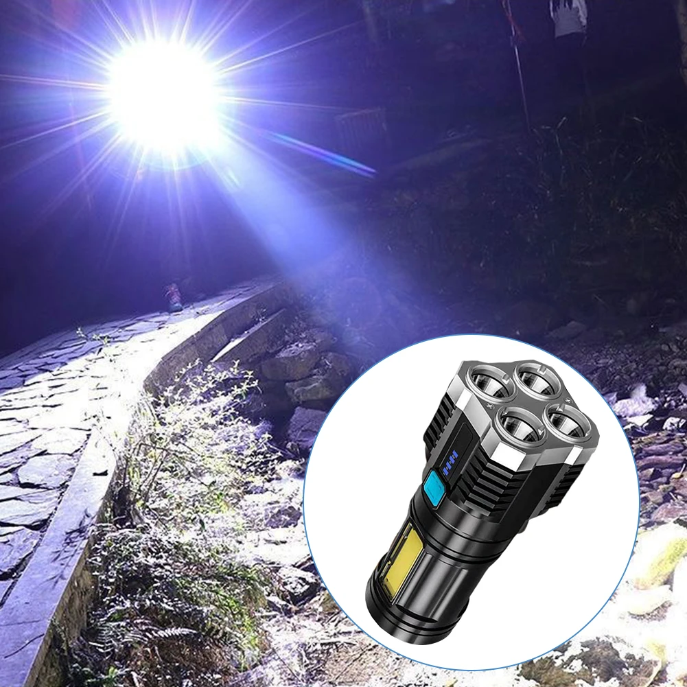 มินิแบบพกพา 4 Gears USB ชาร์จมัลติฟังก์ชั่น Night Safety Super Bright High Power ฉุกเฉินไฟฉาย LED กลางแจ้ง