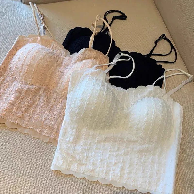 AOSSVIAO 2026 Damen Sommer Spitzen Crop Top Sexy Slim Einfarbiges Tanktop Gestricktes Beauty-Back-Unterwäsche-Top mit BH-Pads Tanktop Camisole