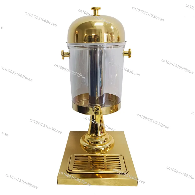 

Hotel stainless steel juice tripod single head 8L commercial full gold cold drink machine juice bucket for home drink