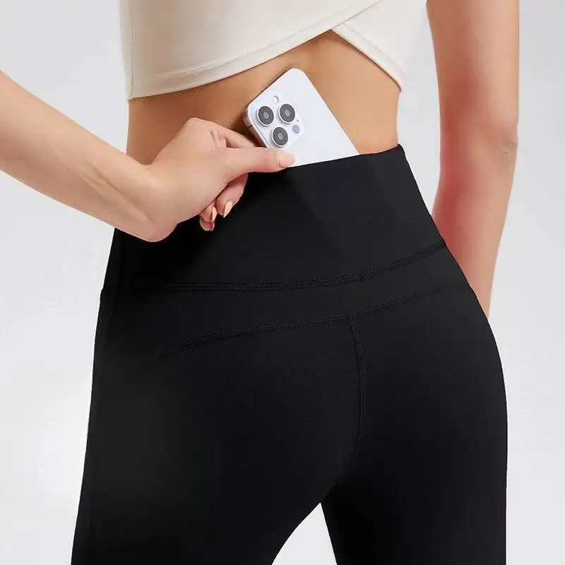 

Yoga Bell Bottoms High Waist Sport Flare Pants Gym Fiess Fleece Leggings Women Female Tummy Control Running Tight