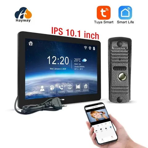 무선 Wifi 비디오 초인종 시스템, 1080P 도어폰 도어 카메라, 10인치 IPS 터치 스크린, 모션 기능이 있는 비디오 인터콤