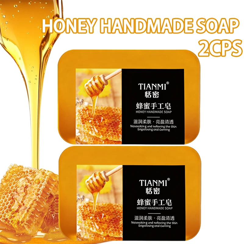 

2 шт. мыла с медом, глубоко очищающее, увлажняющее и питательное, смягчает грубую кожу, разглаживает кожу, удобно брать с собой в поездки на природу.
