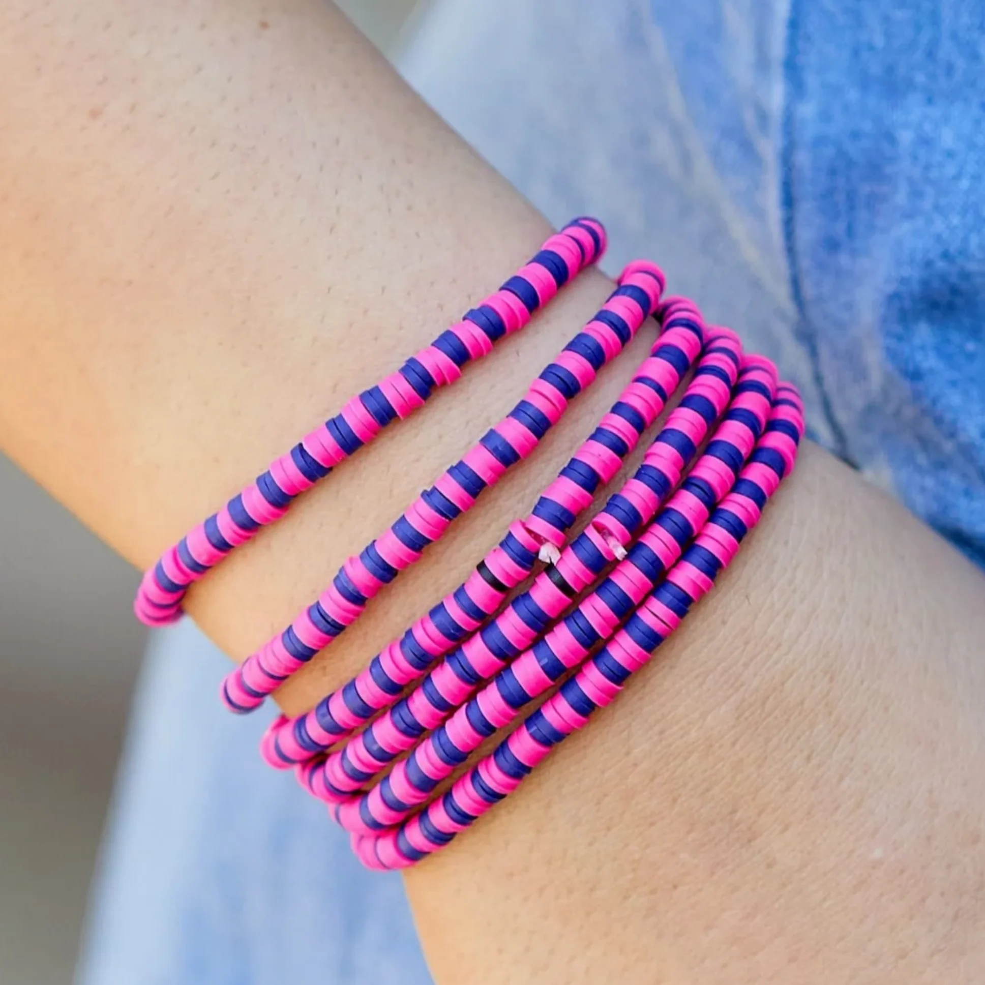CCGOOD Summer Boho Bracelet for Women Lavender Eco-Friendly Polymer Clay Beads Beach Jewelry Gifts Bridal Vacation Accessories