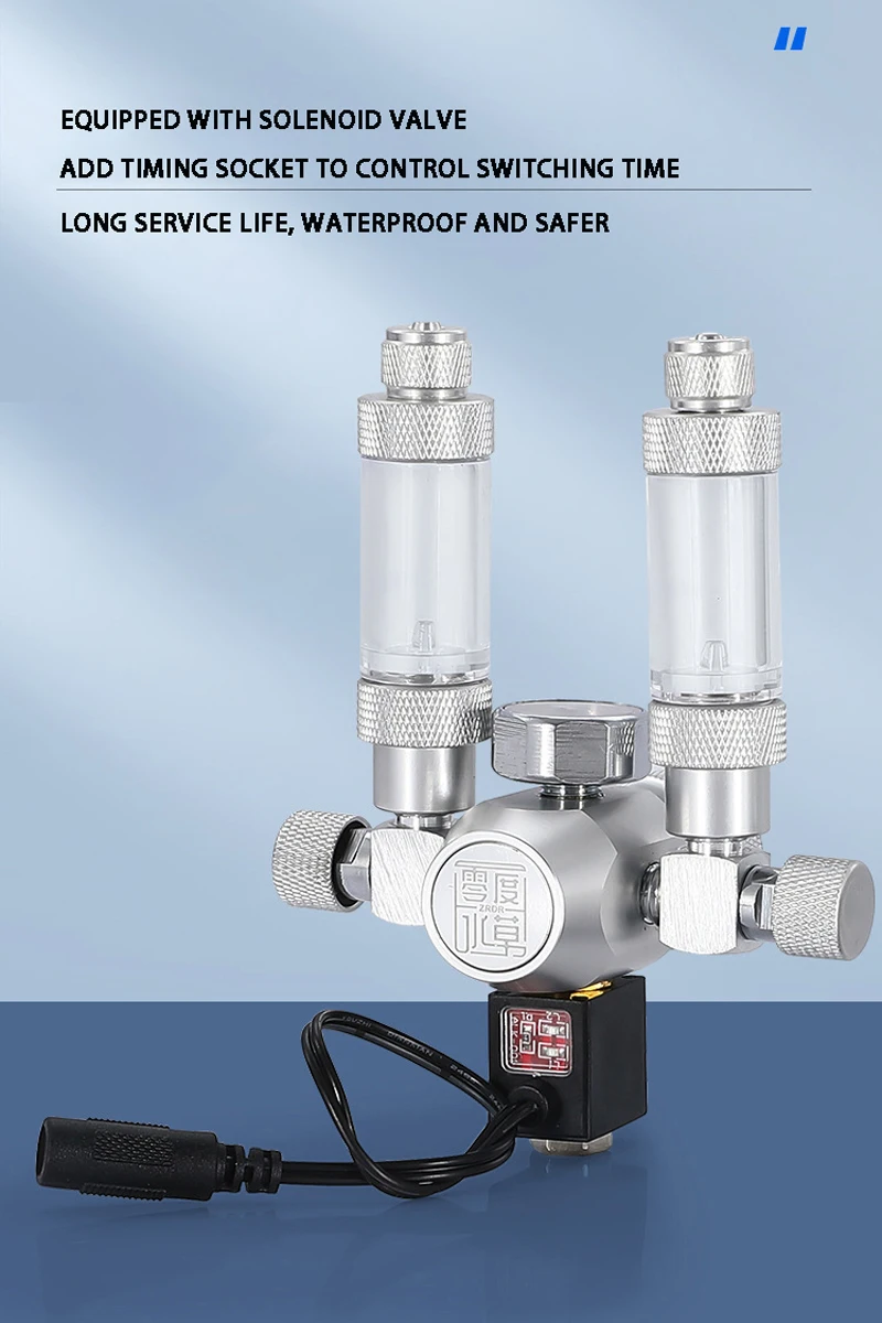 DIY Aquarium CO2 Regulator Solenoid Valve Kit Check Valve Fish Tank CO2 Control Pressure System Cylinder Pressure Reducing Valve