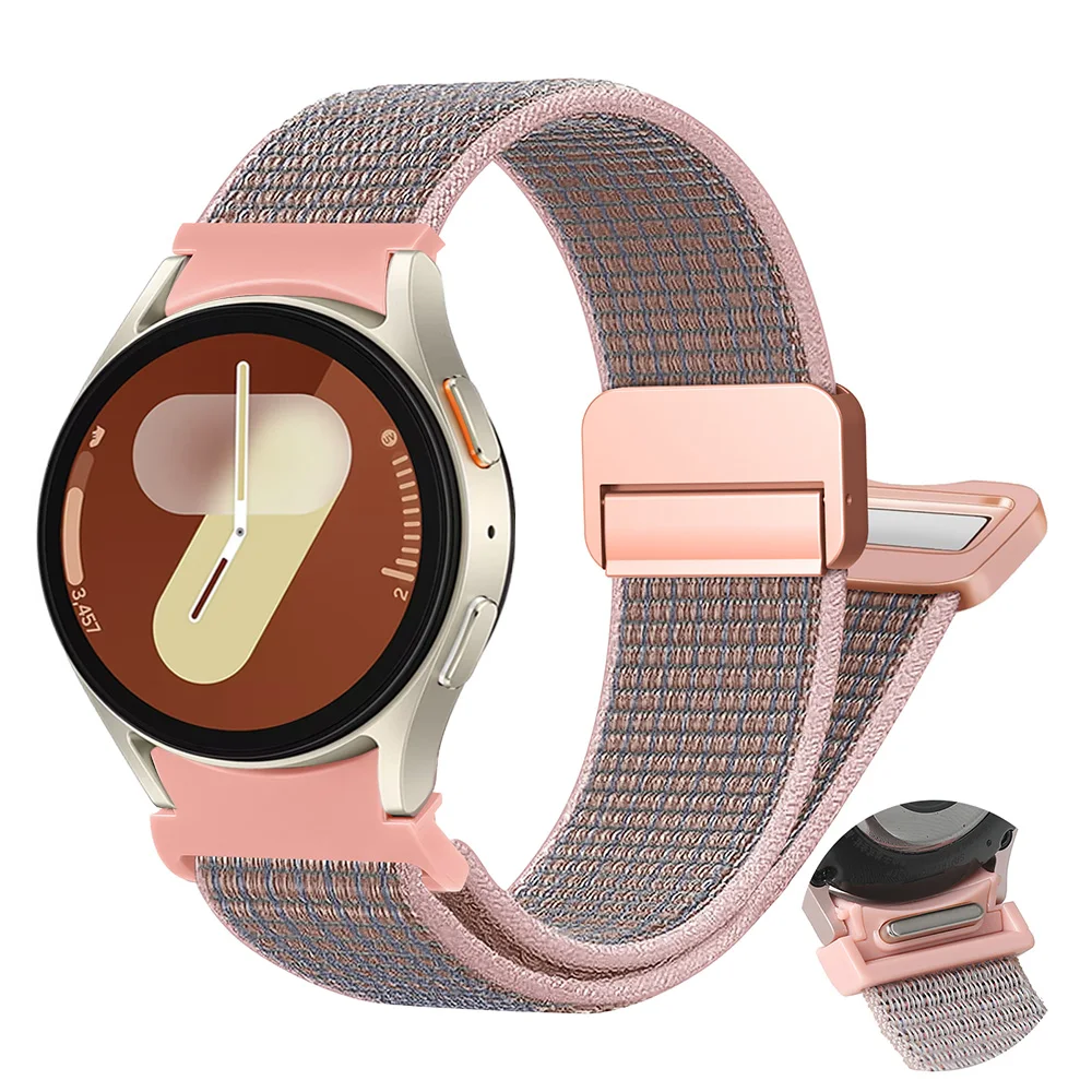 Correa magnética de nailon para Samsung Galaxy Watch 7 FE 6 4 Classic 5 pro, pulsera sin huecos, 44mm, 40mm, 47mm, 43mm, 45