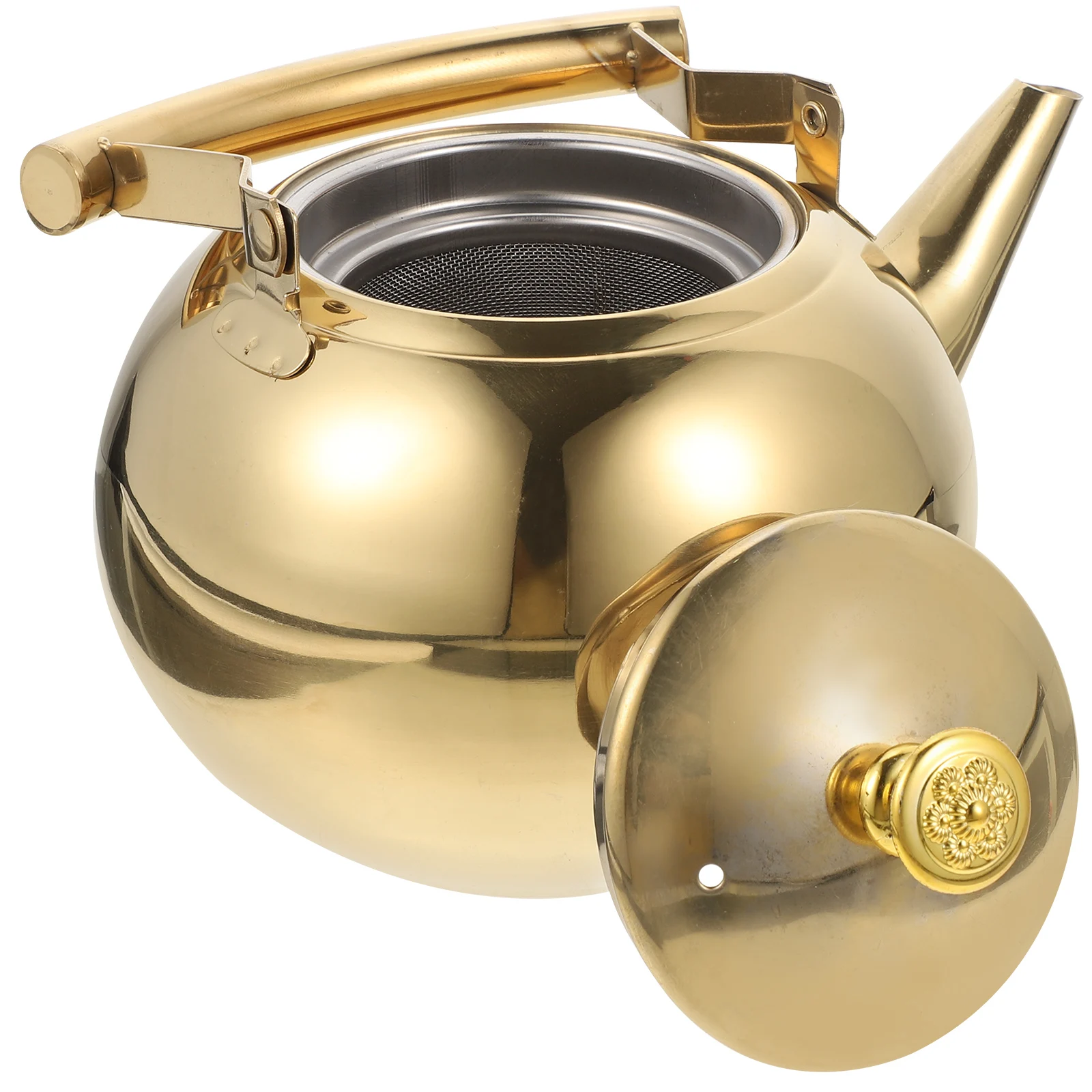 

Stainless Steel Tea Kettle With Strainer Boiling Kettle Heat Resistant Lightweight Gas Stove Compatible