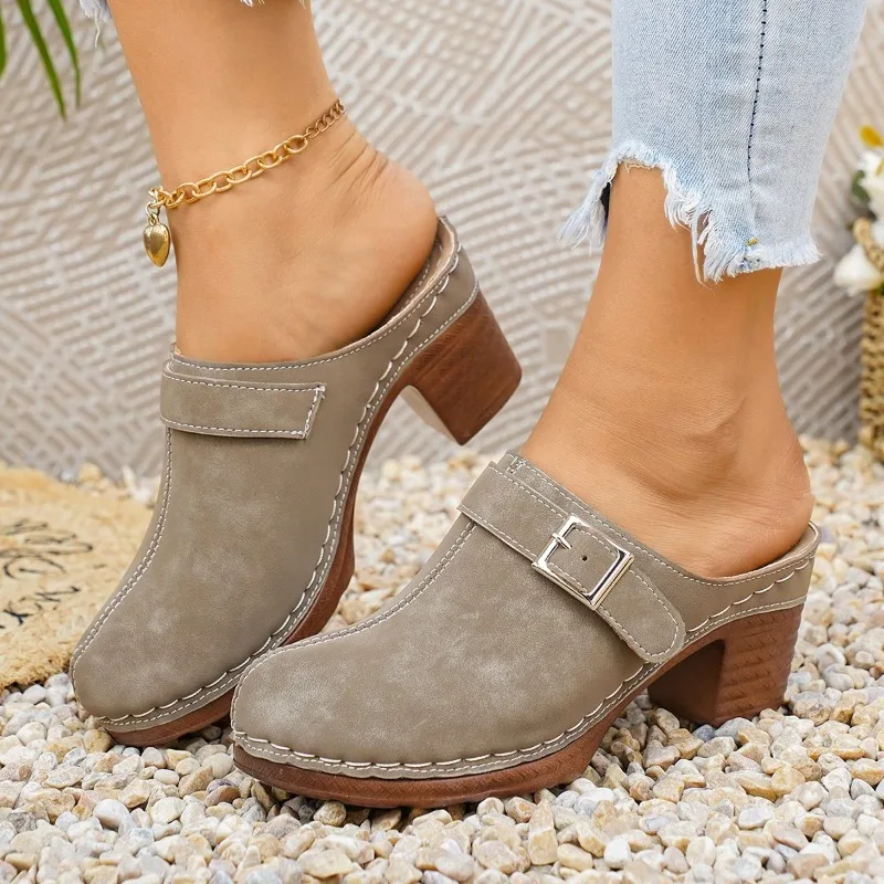 Women Sandals Open Toe Chunky High Heels Slippers Female Trend Summer High Heels Sandals Fashion Slingback Shoes for Women view 4
