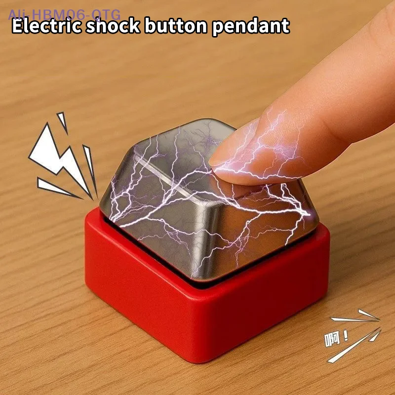 Hot Electric Shock Electric Keyboard Keychain Street Trick Novelty Item Fidget Keychain Shocking Handshake Trick Clicker Toy 1PC