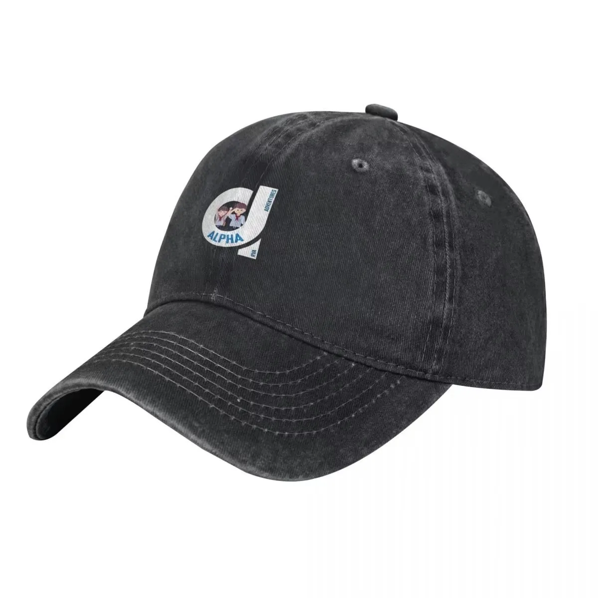Clube de Aventureiros Alpha Graphic Baseball Cap Washed Cotton Denim Sun Hat for Men Women