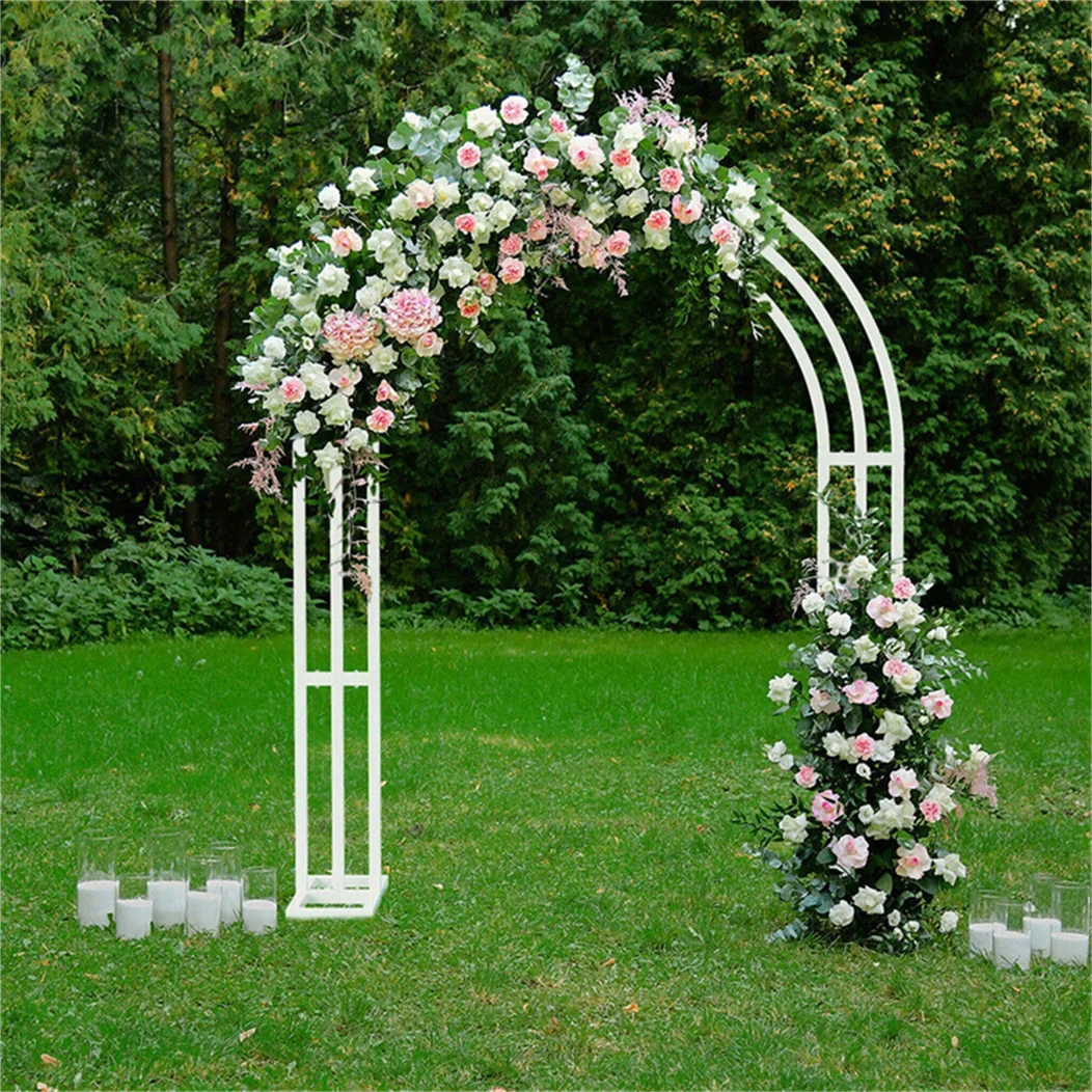 Large White Wedding Arch Stand 3 Layer Balloon Garden Backdrop Metal Rack Arch Frame Pergola Stand