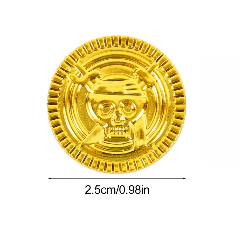 50/100/200Pcs Piraten Gold Münzen Kinder Geburtstag Party Dekoration Gefälligkeiten Kunststoff Gefälschte Münze Schatz Geschenk Halloween cosplay Requisiten – Detail 10