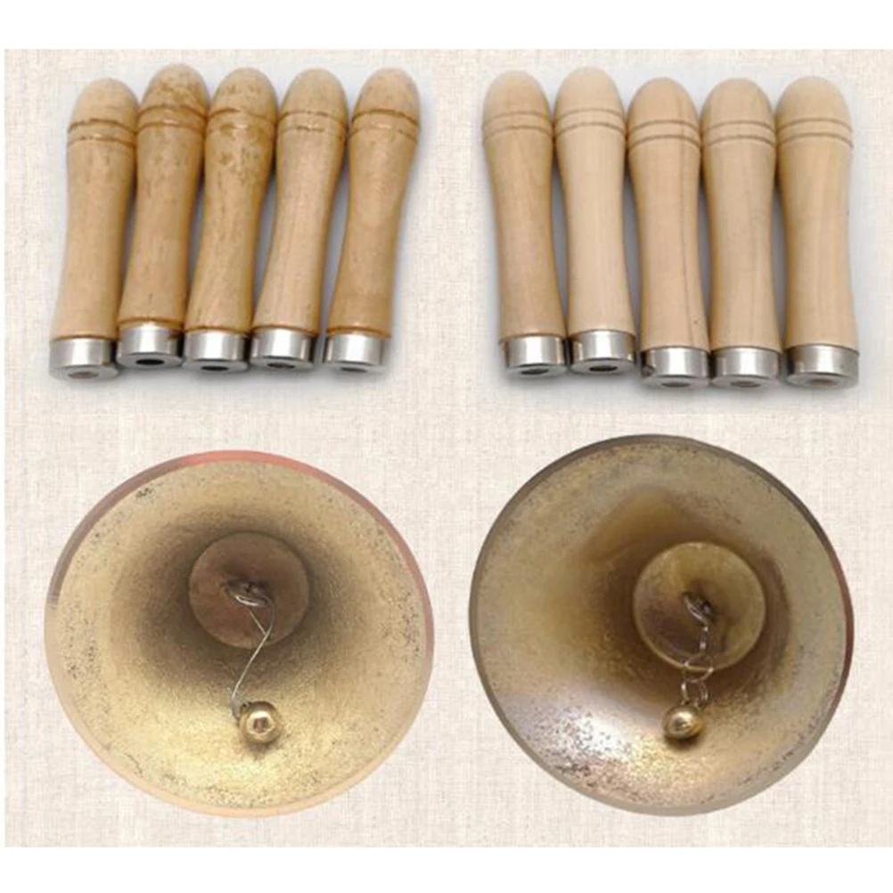 

Bell Polished Brass Wooden Handle 6.5cm Loud Clear Sound School Home Hotel Christmas Party Call Service Bell