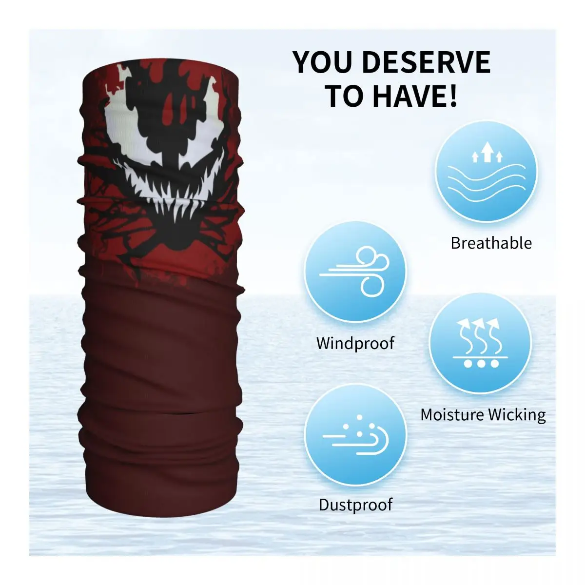 Venoms Carnage Smile Bandana Neck Gaiter UV Protection Demo Monster Face Scarf Cover Women Men Headwear Tube Balaclava