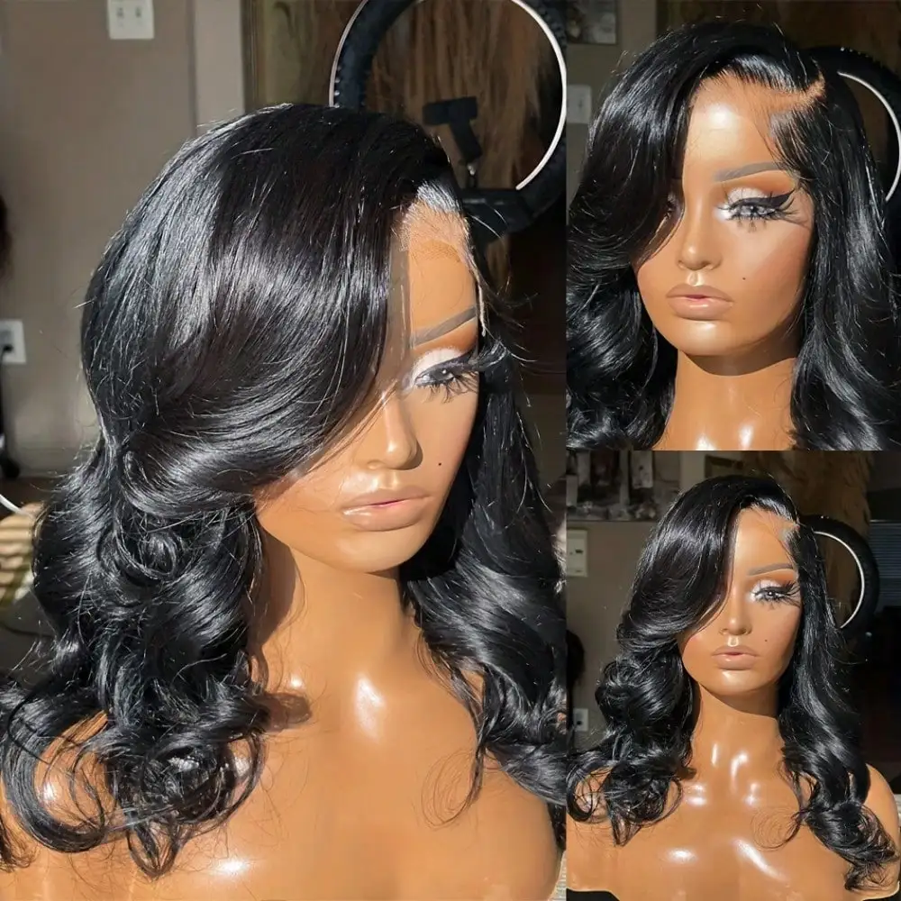 16 Inch 13x4 Body Wave HD Transparent Lace Front Human Hair Wig Brazilian Pre Plucked Closure Lace Wig for Women image 5