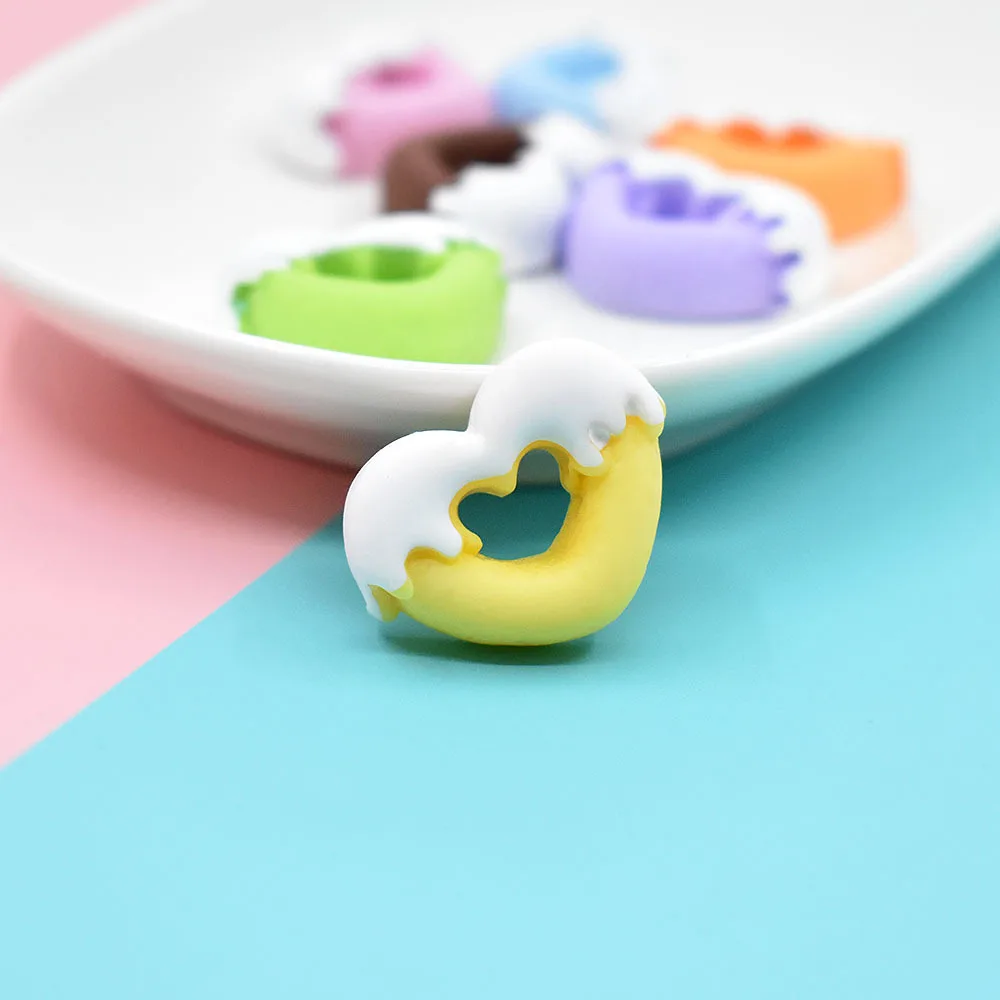 10pcs Resin Heart Donuts Fake Food Crafts Accessories Scrapbooking Material Flatback Charms Cobachon Diy Hair Phone Shell Items - Image 5