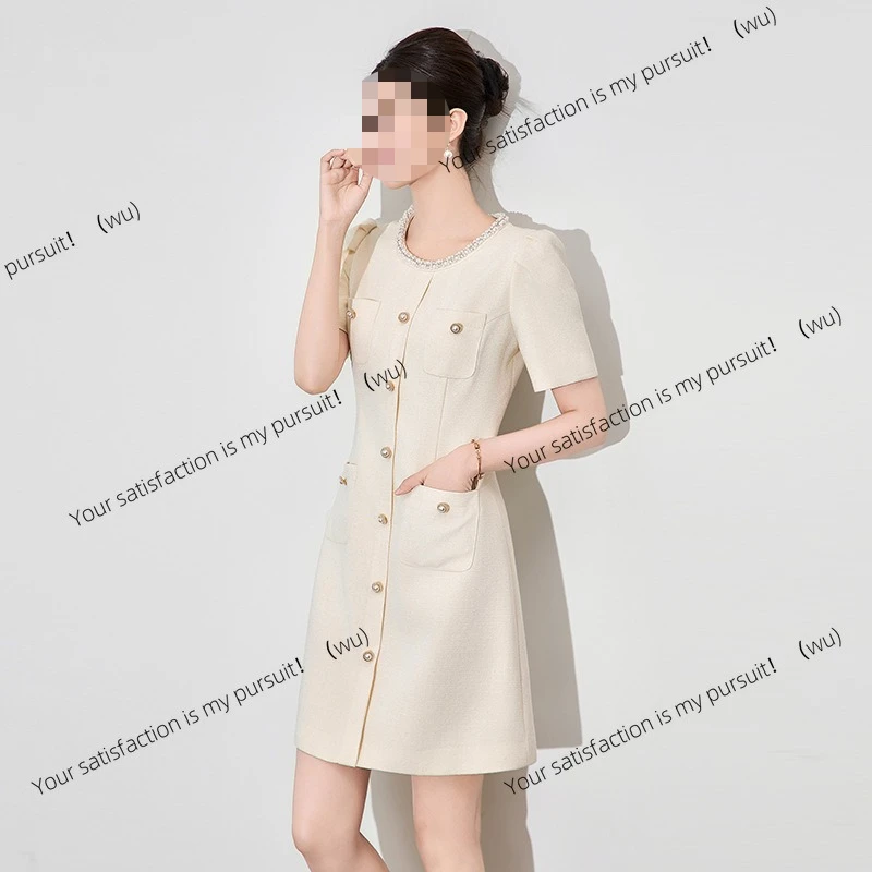 

ZOCI-2504607-Целезнаточный темперамент, тяжелая промышленность, элегантное маленькое ароматное платье с круглым вырезом, женское летнее платье