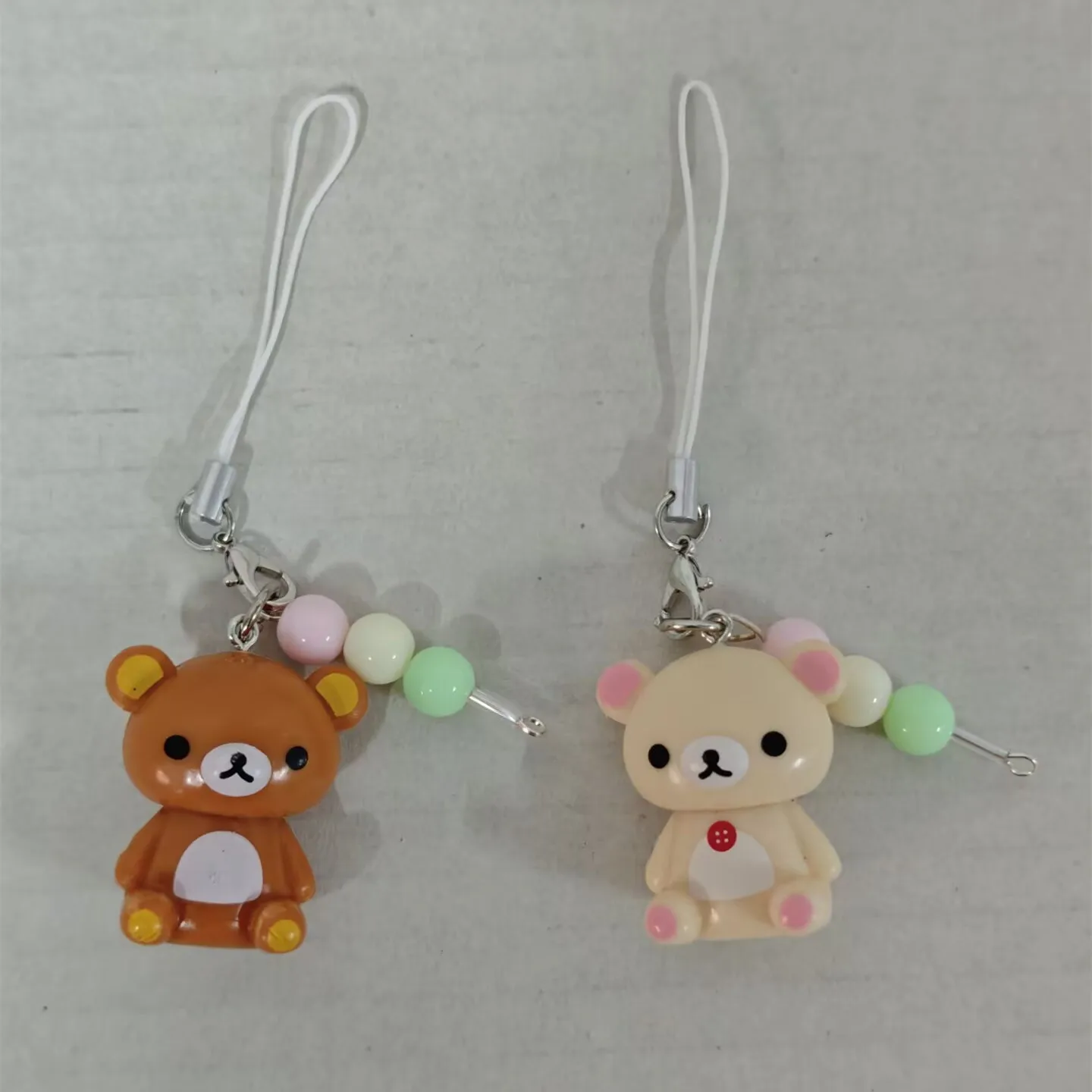 Rilakkuma Korilakkuma Mascot Bear With 3 Color Dango Bead Strap Keychain Keyholder Keyring Mobile Phone Chain Bag Pendant Toy