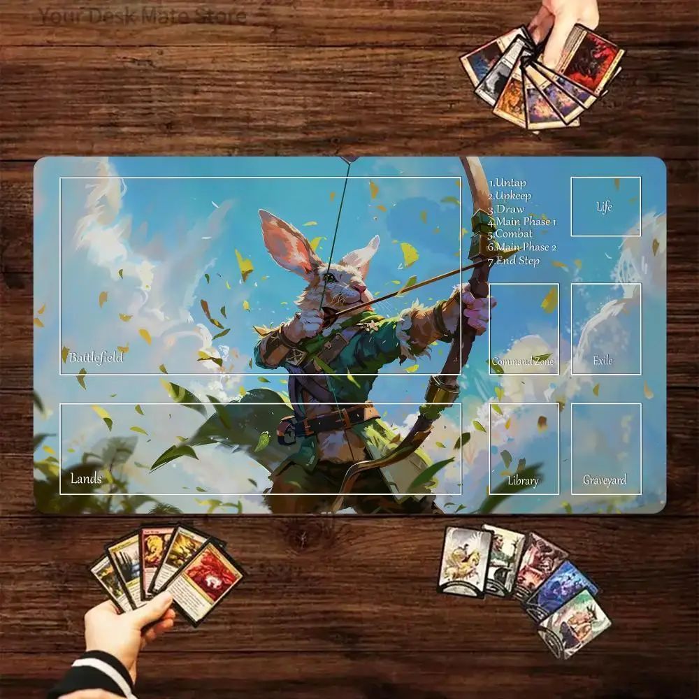 Magic Card Playmat MTG playmat Rabbit archer Raccoon Mouse mat anti-slip Durable Stitched Edge . Desk Mat tapete magic mtg