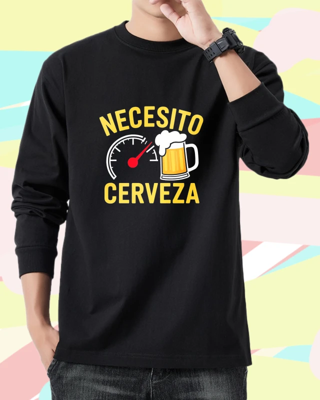 

Футболка мужская осень 90-х годов винтажная одежда Повседневная футболка с длинными рукавами и графическим рисунком I need beer Хэллоуин Мужская одежда Футболка с принтом аниме