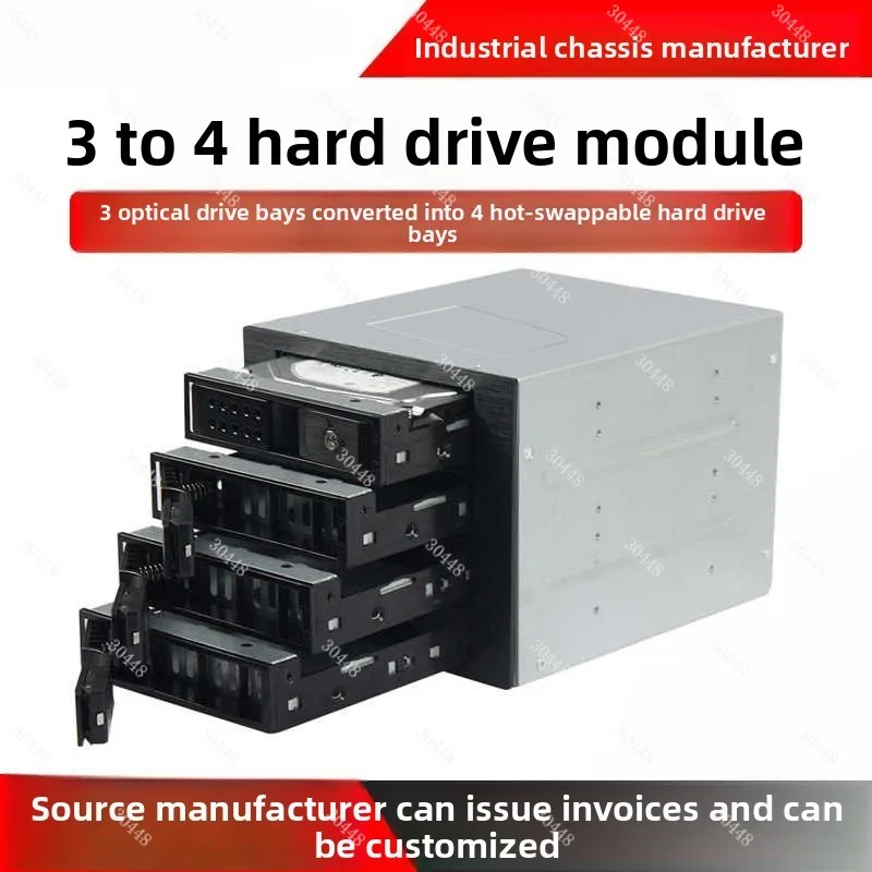 Hard Drive Module Optical Bay to 4-Bay Hot-Swap HDD Cage with Backplane SATA/SAS Array Storage Expansion Enclosure