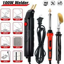 100W Plastic Welding Machine Thermal Stapler Electric Soldering Iron Car Bumper Repair Kit PVC Portable Home Garage Welding Tool