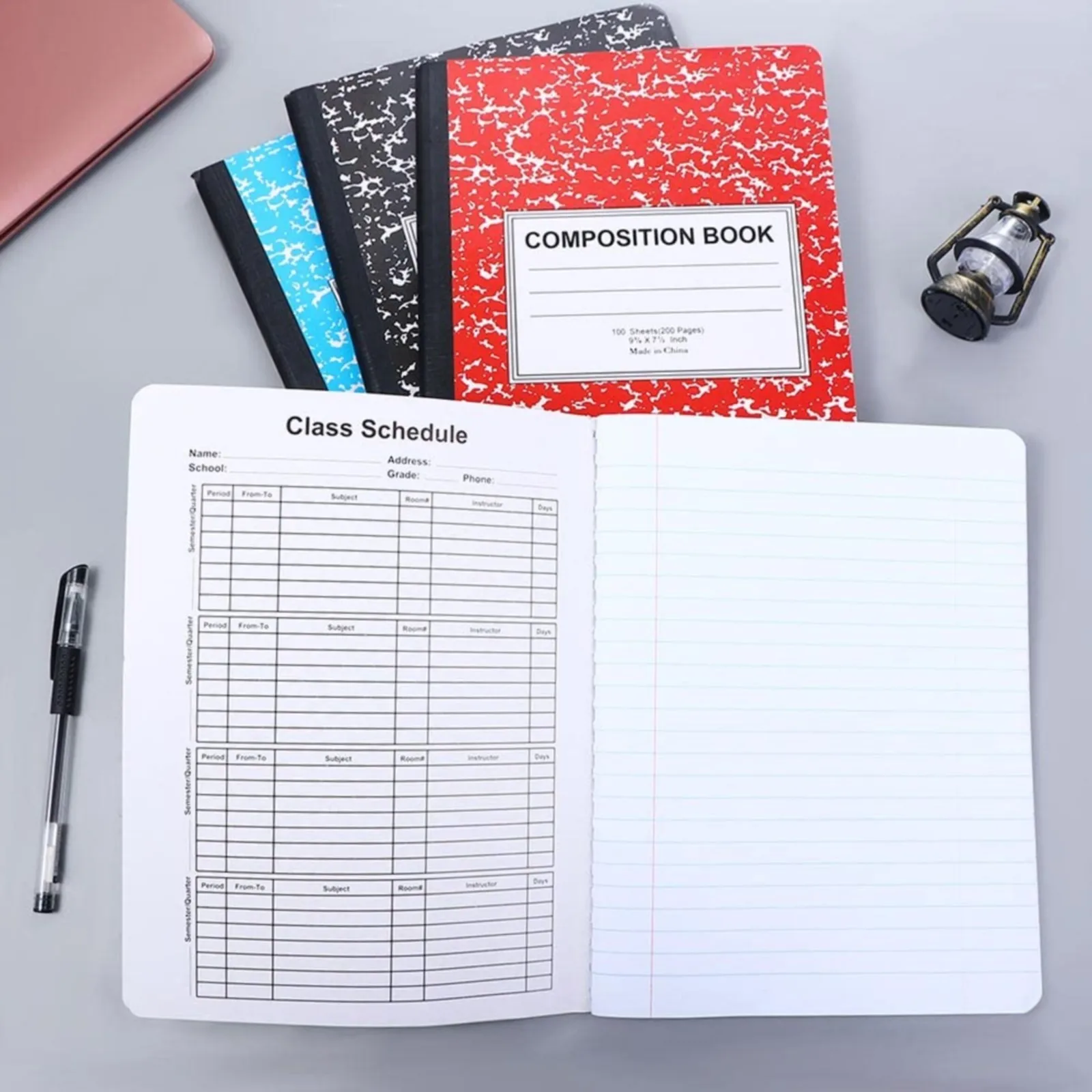 Marble-patterned Notebook Thick Stitched Mini Note Wide Ruled Composition Book For Diary Memo Meeting Notes