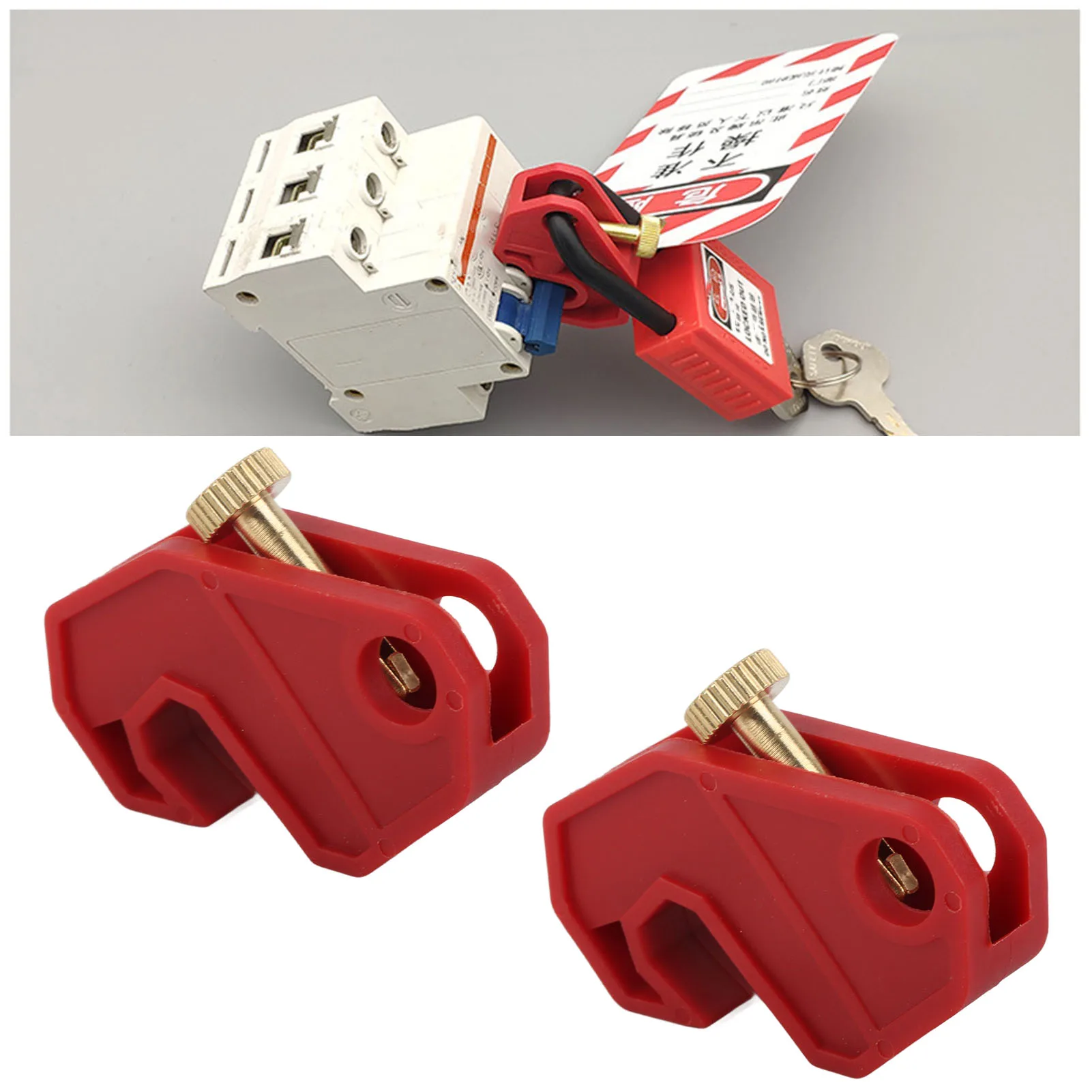 2 Pcs Circuit Breaker Lockout Device Nylon Insulated Safety Lock Universal Single Breaker Lockout