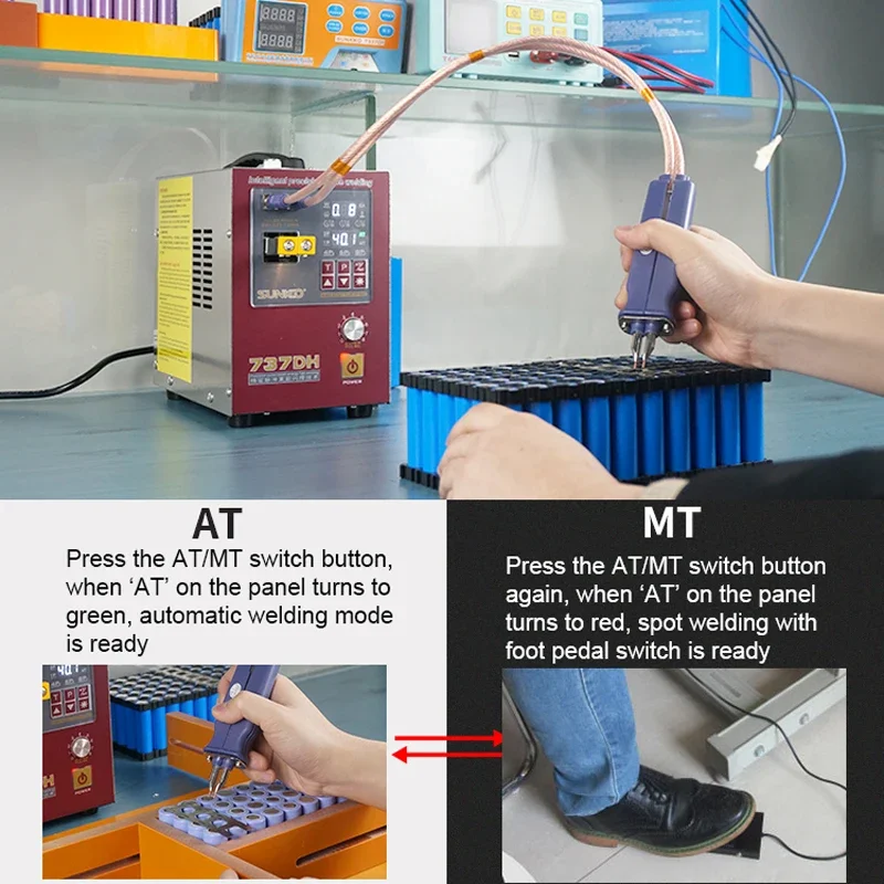 Sunkko 737dh 4.3kw máquinas de solda de pulso automático máquinas de solda de ponto de bateria para ferramentas de soldador de bateria com caneta de soldagem a ponto