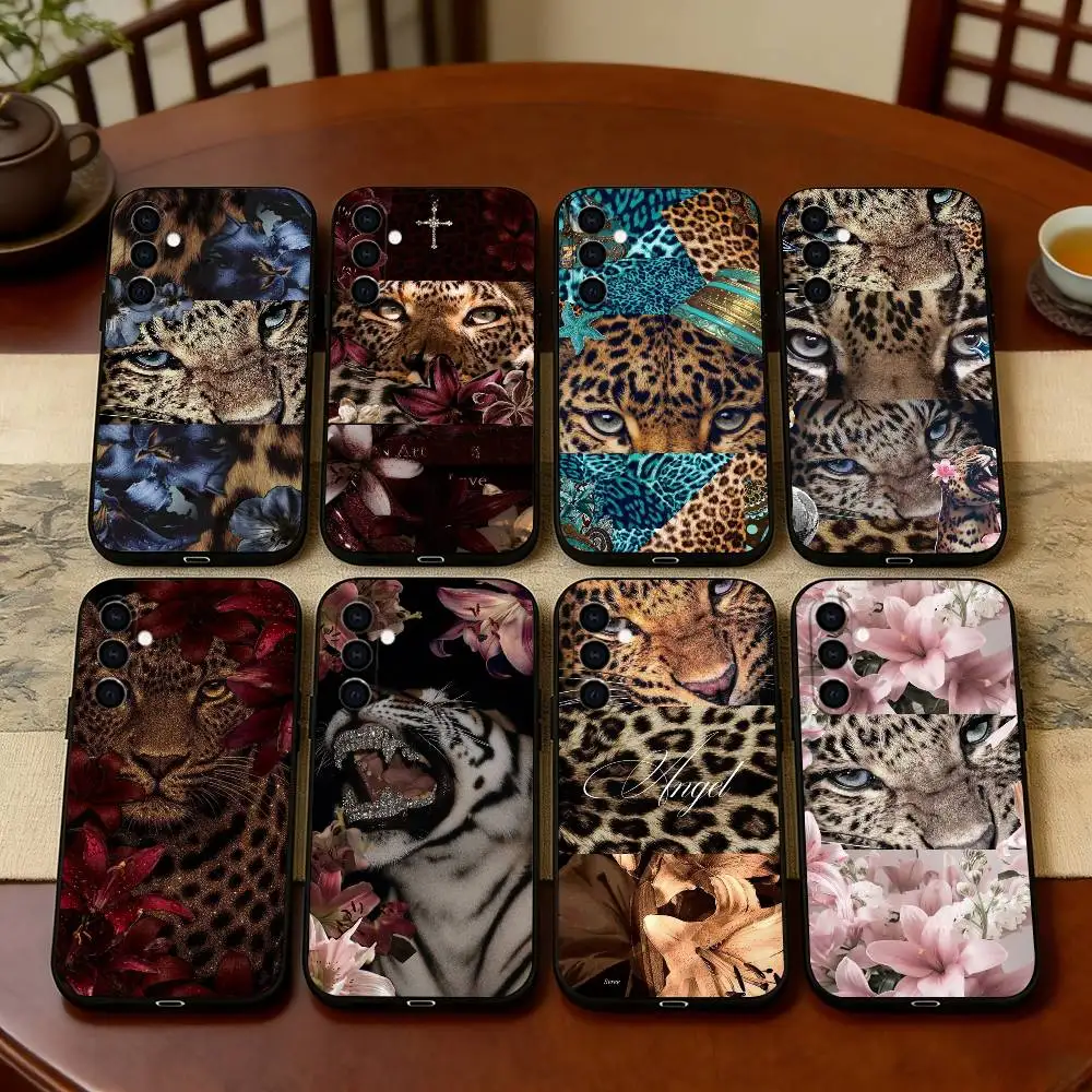 Fashion leopard print Phone Case For Samsung Galaxy A73,A72,A71,A70,A53,A52,A51,Soft Silicone Black Cover