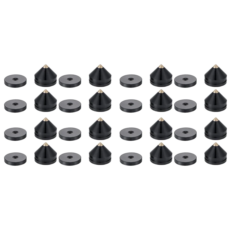 Hot 16 Set Speaker Stand Feet Foot Pad Aluminium Alloy Metal Spikes Cone Floor Foot Nail Black