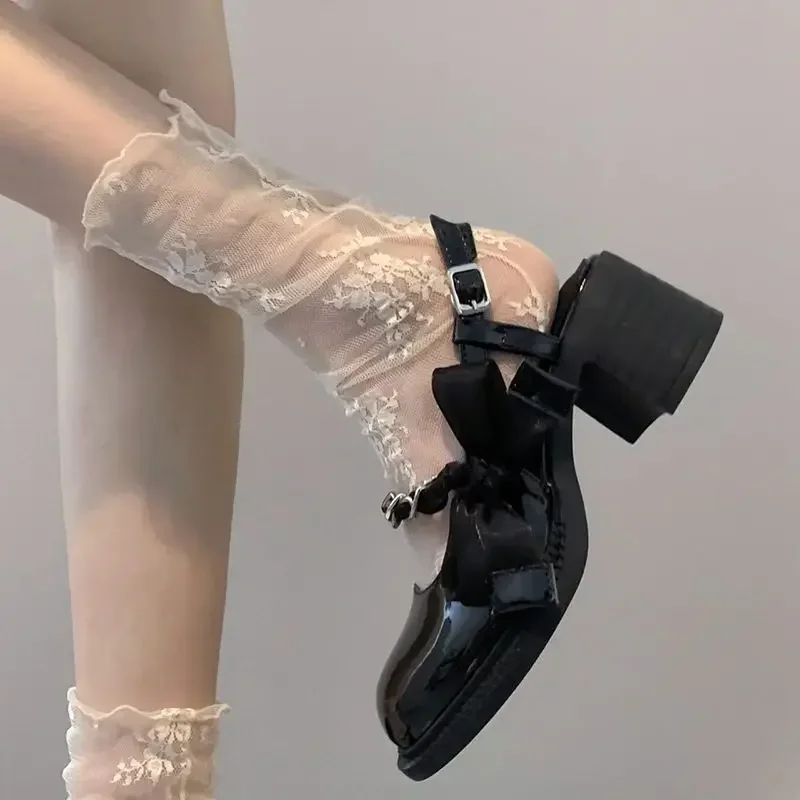 Calcetines ultrafinos de verano para mujer, medias de tubo largo con filamento de vidrio de hielo transparente, encaje coreano, medias de cristal de tubo medio, Lolita