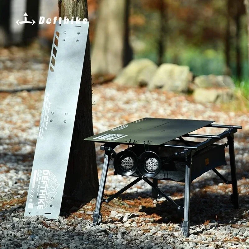 Defthike Outdoor Camping Three Piece Table Aluminum Tactical Table Portable Folding Lifting IGT Expansion Chicken Rolls Table