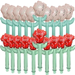 10pcs Mini Rose Flower Balloons Rose Shaped Balloons Mother's Day Valentines Day Wedding Decorations Birthday Party Supplies