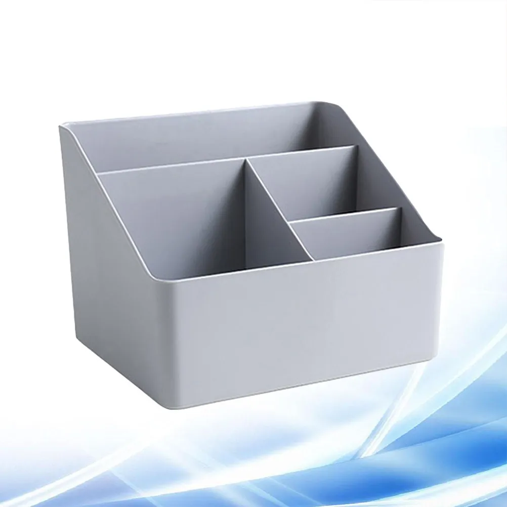 

Plastic Storage Box With Compartments Desktop Organizer For Office School Supplies Pen Pencil Holder Container Grey