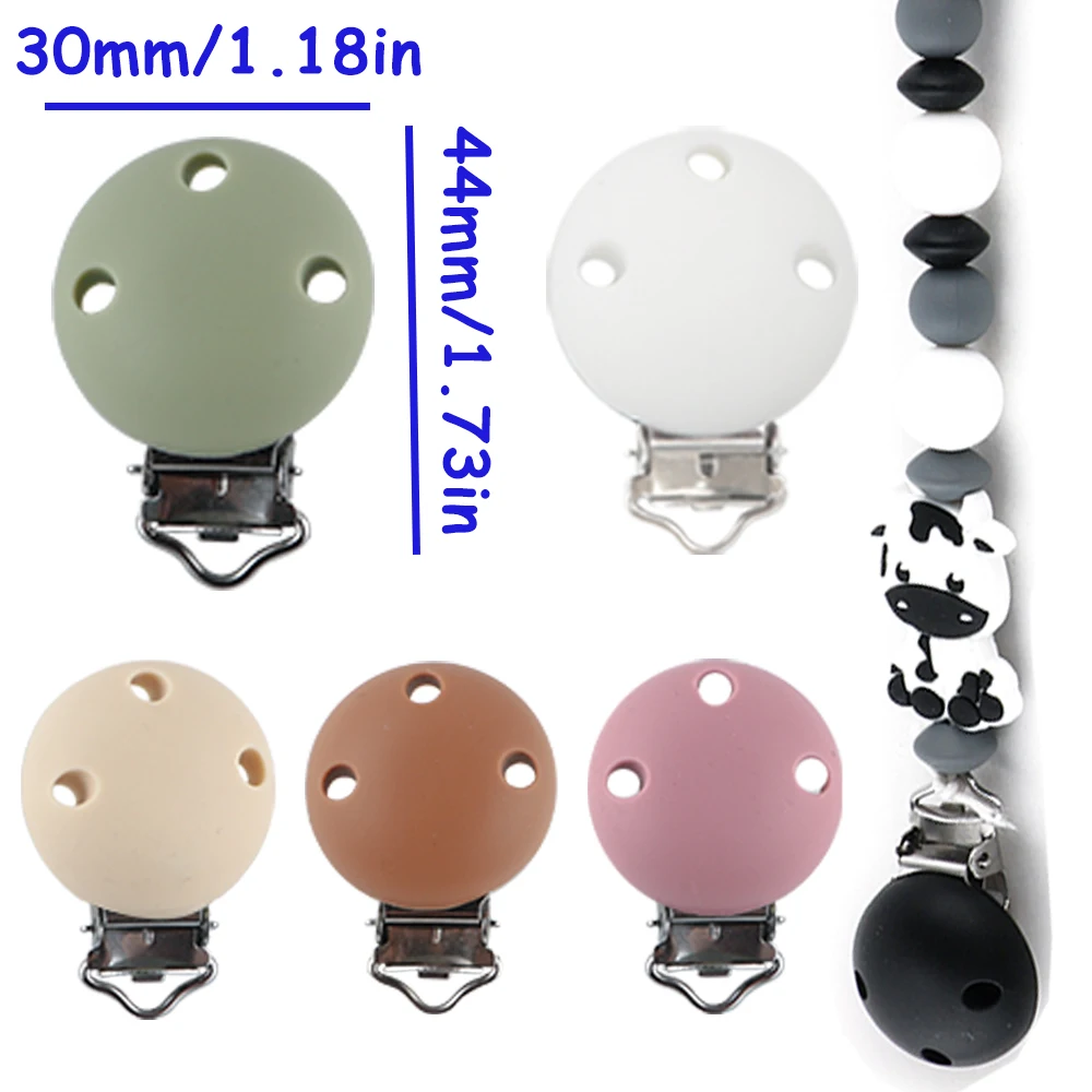 6pcs New Color 30mm Silicone Round Metal Clips DIY Bag Hat Chain Keychain Holder Clamps Jewelry Handmade Accessories