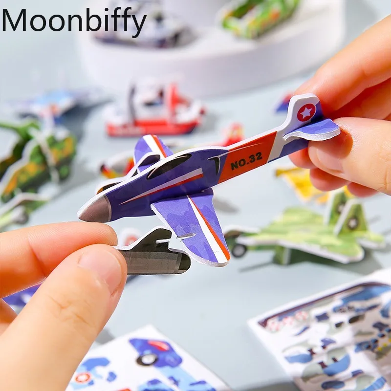 Rompecabezas de avión de papel creativo para niños, Mini Avión de dibujos animados en 3D, tanque de dinosaurio, modelo de ensamblaje, juguete educativo, gran oferta, 1Pc