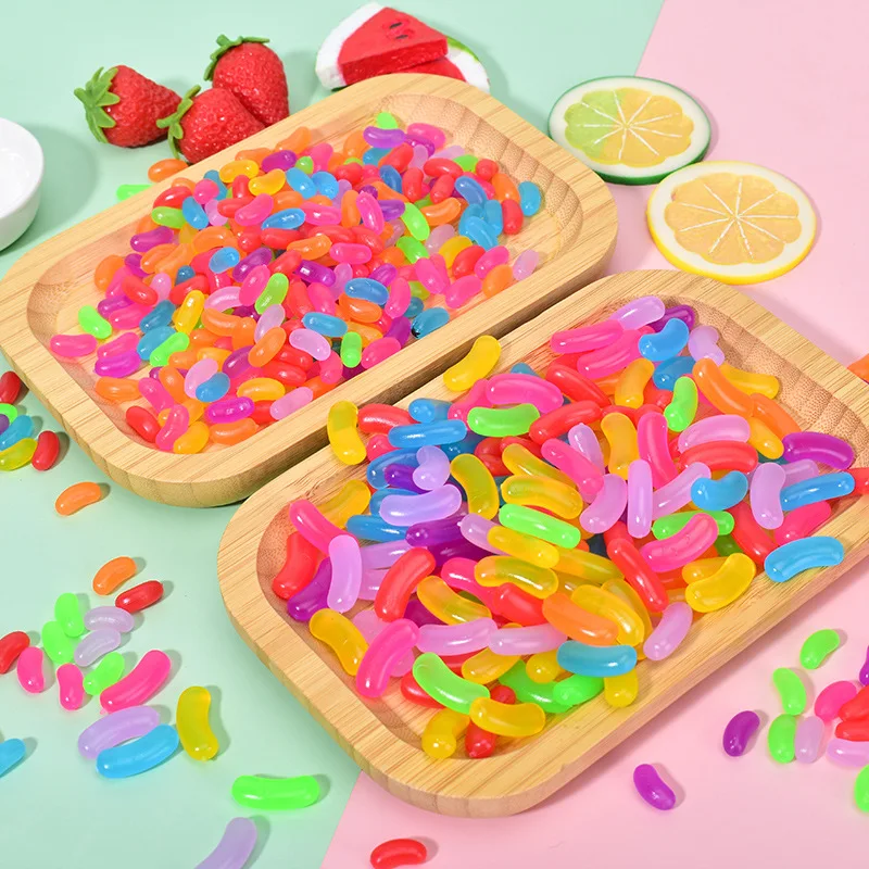50 قطعة قوس قزح لينة هلام السكر الخرز مضحك DIY بها بنفسك اكسسوارات الديكور ديكور مصغرة الحرفية حديقة الجنية حلية