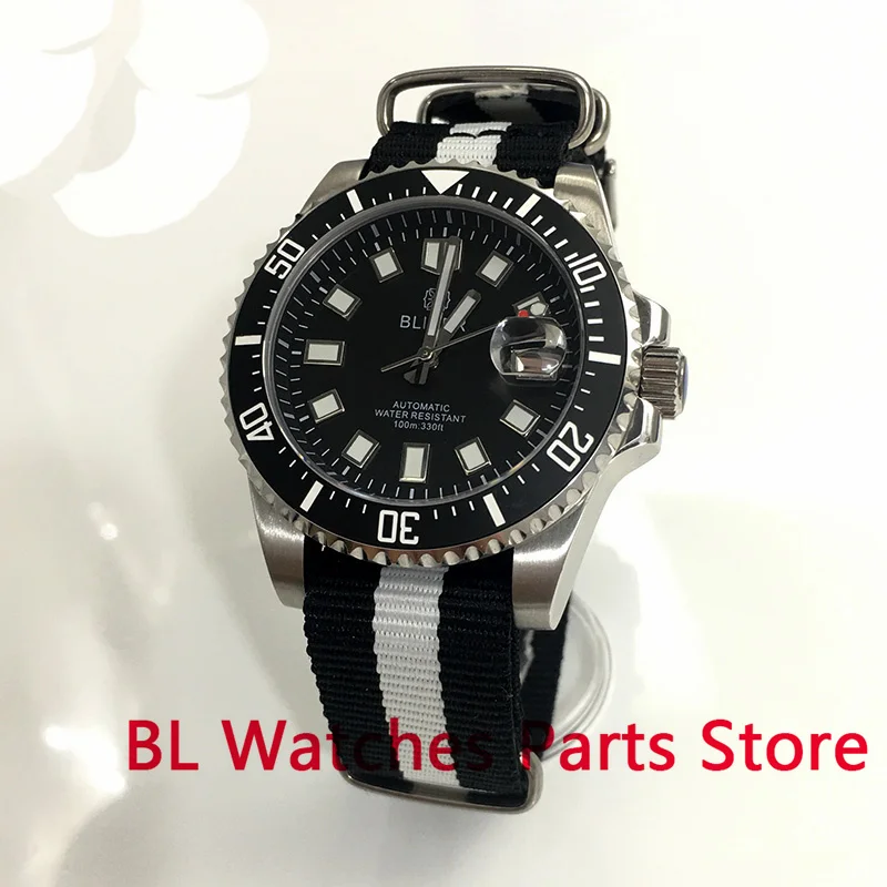 

BLIGER New NH35A 40mm Automatic Men's Watch Water Resistan Luminous Sapphire Glass Nylon Strap Date Ceramic Bezel