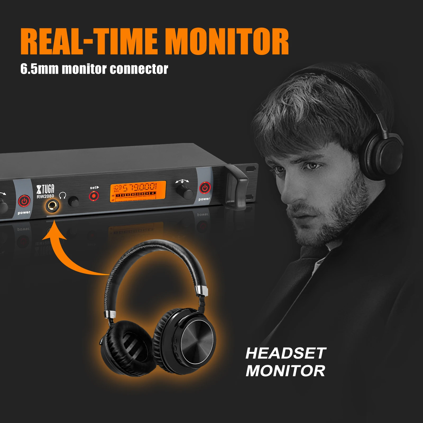 XTUGA RW2080 Transmitter Bodypack Stage Performance Meeting Wireless Monitoring System Whole Metal Wireless InEar Monitor System