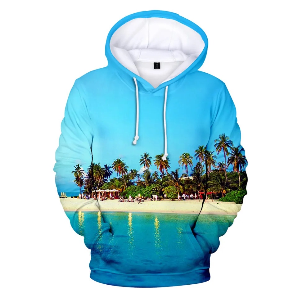 

Coconut Tree Beach Shell 3D Printed Hoodie Men/Women Long Sleeve Sweatshirt Ocean Sky Beautiful Seaside View Sweet Coat Clothes